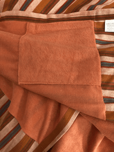 Load image into Gallery viewer, Kikoy Towel: Orange, White and Blue Stripes with Peach terry lining - Salt and Reverie